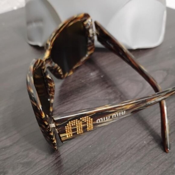 Miu Miu  Big Logo Rhinestone Square Oversized Sunglasses - Picture 2 of 7